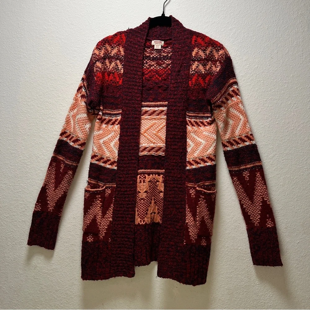 Mossimo Supply Co. Red and Brown Cardigan Sweater Southwest - Picture 1 of 5